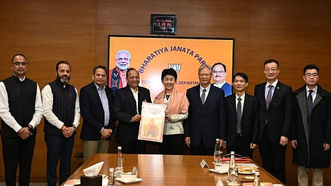 A senior leader of the Chinese Communist Party met with BJP-RSS leaders, prompting Supriya Shrinate to taunt, "What is this relationship called?"