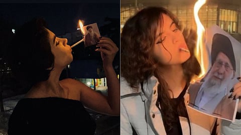 Iran Women Protest with Cigarette