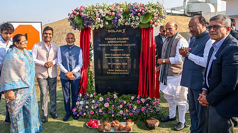 Defence Minister Rajnath Singh inaugurates Medium Caliber Ammunition Facility at Solar Industries, Nagpur.