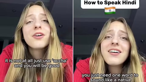 A foreign woman’s “How to Speak Hindi” Instagram reel has gone viral, crossing over 77 lakh views in just one day.