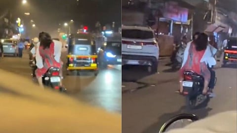 A wife slapped her husband 14 times in 27 seconds while riding on a bike, and the video has gone viral on social media.