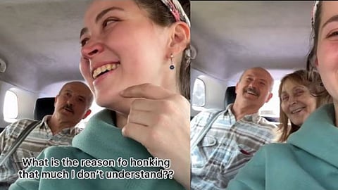 A Russian couple visiting India for the first time was shocked by constant car honking in Shillong, and their reaction video went viral.
