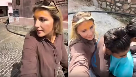 Two Indian bikers in Jaipur won hearts by giving a lift to a foreign woman, showcasing true Indian hospitality.