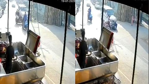 A viral video from Karad shows a scooty colliding with a Bolero, leaving two young women seriously injured.