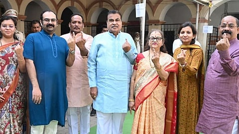 Nitin Gadkari casts his vote in Nagpur NMC Polls 2026.