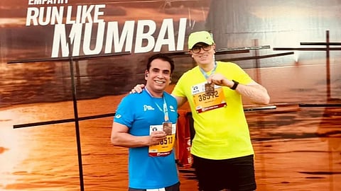 J&K CM Omar Abdullah participates in Tata Mumbai Marathon 2026.
