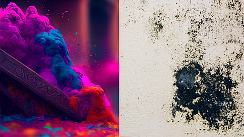 Holi Color Stains On home Wall