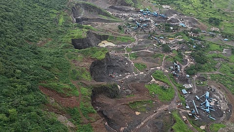 Illegal mining is taking place behind the Tata Cancer Hospital in Navi Mumbai.