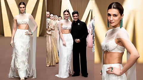 Kriti Sanon Dubai Fashion Week ramp walk Manish Malhotra royal look