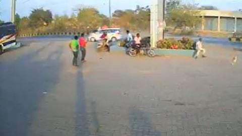 A sudden turn led to a bike-car collision; the accident video has gone viral.