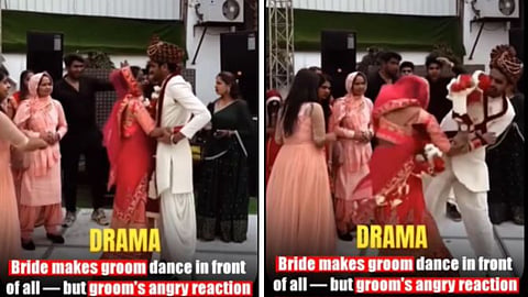 A romantic wedding dance turned shocking when the groom became aggressive and repeatedly threw the bride on the dance floor.