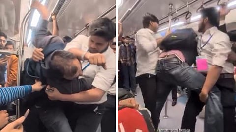 A fight between two passengers inside Delhi Metro went viral on social media.