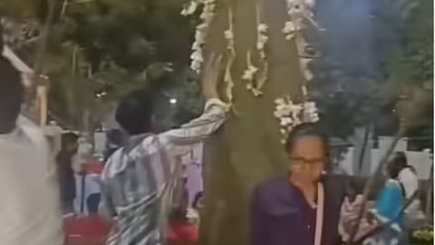 A viral video shows people plucking decorative flowers at a Noida flower show, sparking outrage online.