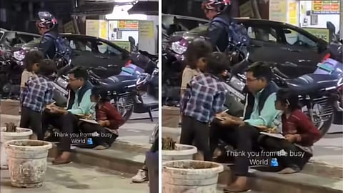 A man teaching homeless children on a South Delhi footpath goes viral, earning praise for true selfless humanity.