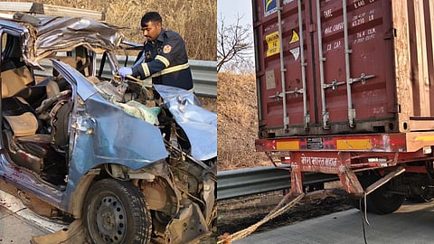 Tragic accident on Samruddhi Mahamarg: Mother and son from Nagpur die as car rams into a container near Selu. Driver reportedly fell asleep at the wheel.