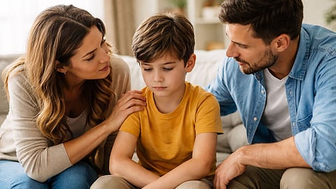 Parent Talking With Sad Child