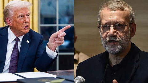"Be careful you don't get dealt with," Iran's Larijani threatens Trump, as the two countries face off over Hormuz.