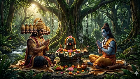 Both Rama and Ravana were devotees of Shiva, yet one became the epitome of dignity and the other became the epitome of ego