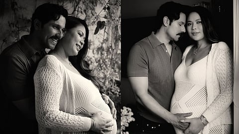 Bollywood couple Randeep Hooda Lin Laishram baby bump Maternity Photoshoot