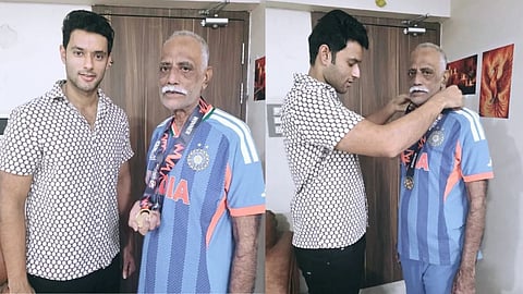 Shivam Dubey presented his father with a medal