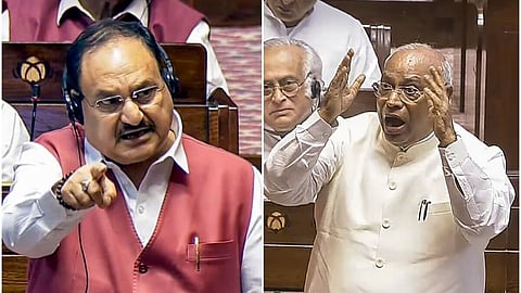 The moment Kharge mentioned LPG in Parliament... Kiren Rijiju stood up from his seat, and Nadda accused him of provocation