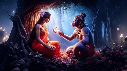 Lord Hanuman place Rama ring before carrying it away