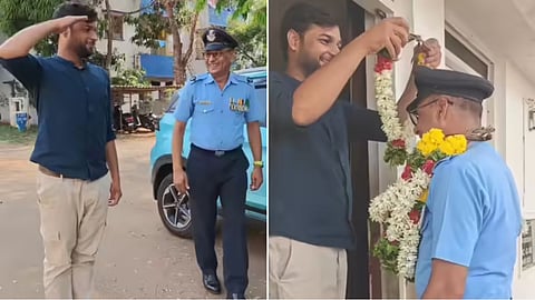 Son’s salute leaves retired IAF officer emotional.