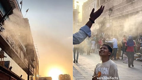 Mist fans and fountains have been installed in Varanasi to provide relief from heatwave.