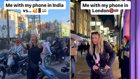 A foreign woman says she felt safer with her phone in India than in London, video goes viral.