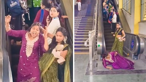 Girls’ fight on metro escalator goes viral, sparks funny and serious reactions online.