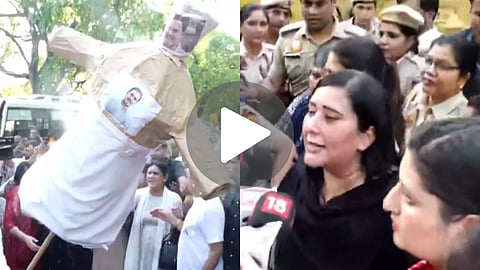 BJP MPs Bansuri Swaraj and Kamaljeet Sehrawat detained during protests in Delhi after Women Reservation Bill failed in Lok Sabha. Police used water cannons on protesters.