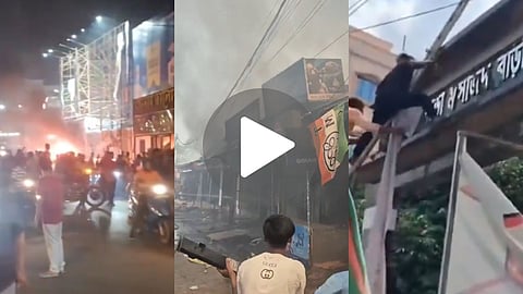 West Bengal violence TMC Party Office Vandalized Ablaze Video Viral Social Media