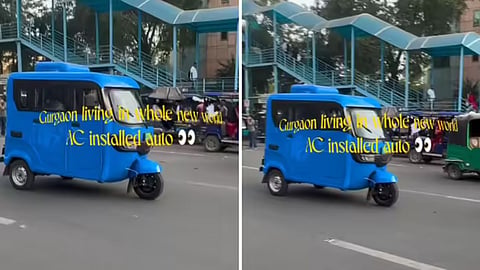 A viral video of an air-conditioned auto rickshaw in Gurugram has impressed social media users, who are calling it a three-wheeled car.