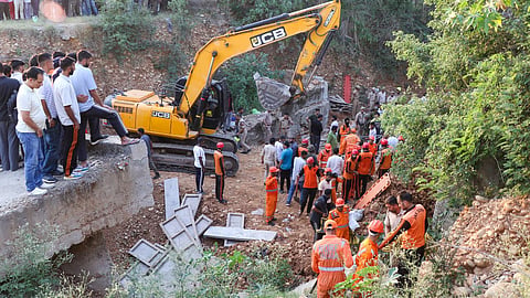jammu bridge collapse 3 laborers dead 1 rescue Deputy cm Surinder Choudhary