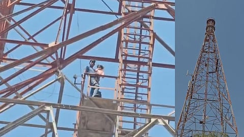 Sagar Family Climbs BSNL Tower
