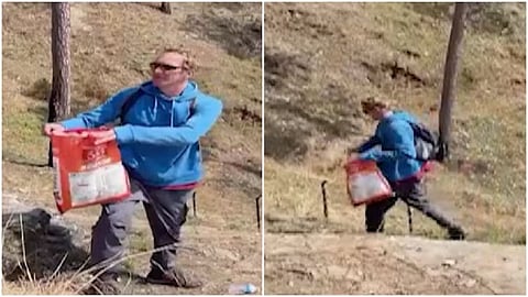 A tourist from England earned praise after voluntarily cleaning plastic waste around Uttarakhand’s Kasar Devi area and promoting environmental responsibility.