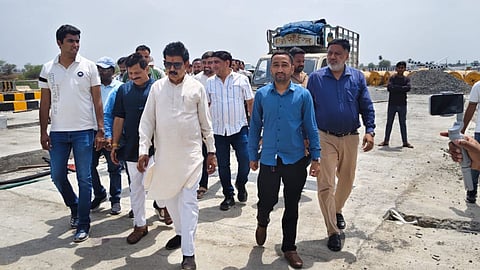 MP Shankar Lalwani inspects the under-construction Indore-Betul National Highway