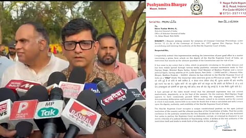 Indore Mayor Pushyamitra Bhargav seeks contempt proceedings against former Madhya Pradesh Chief Minister Digvijaya Singh over his alleged remarks on the Supreme Court.