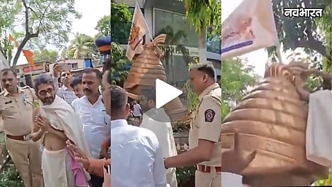 mns protest malad jain muni apologizes flag on shivaji maharaj jiretop