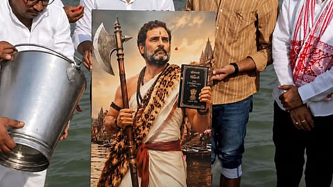 Rahul Gandhi's photo depicting Parashurama sparks uproar! BJP calls it an insult to Hindu faith, what does Congress say?