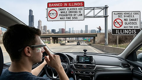 Driving while wearing AI smart glasses Smart Glasses Ban in America Illinois