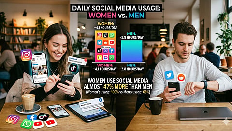 India Youth Spend Over 2 Hours Daily on Social Media Women Social Media
