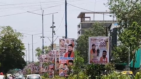 Political banners and posters put up across Indore ahead of BJP Yuva Morcha state president Shyam Tayal's visit