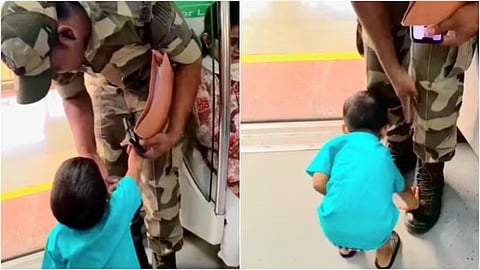 A young child's salute and gesture of respect towards a CISF personnel at a Delhi Metro station has won hearts online.