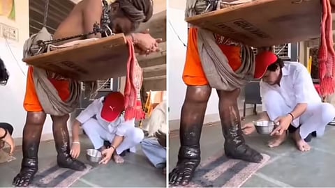 A viral video claims that Dulal Giri Maharaj has been standing continuously for the past 12 years as an act of devotion to Lord Shiva.