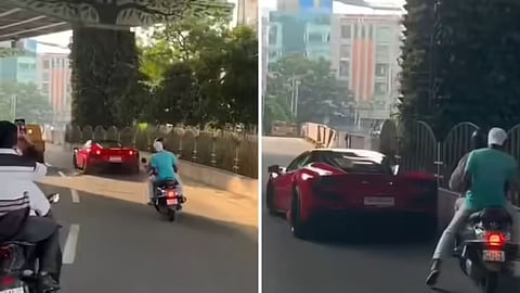 A Hyderabad scooter rider avoided a last-second collision with a Ferrari, earning praise and jokes across social media.