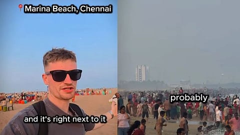 British traveler Jack Heaton praised Chennai’s Marina Beach and said social media had given him a misleading impression of India.