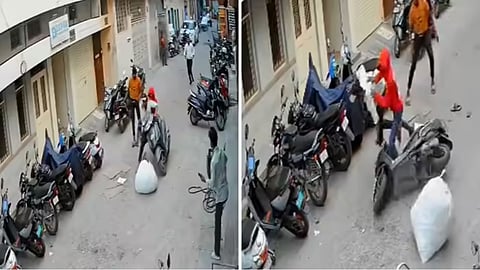 A worker foiled a mobile snatching attempt in Bengaluru by throwing a sack at the fleeing suspects, after which one accused died while escaping.