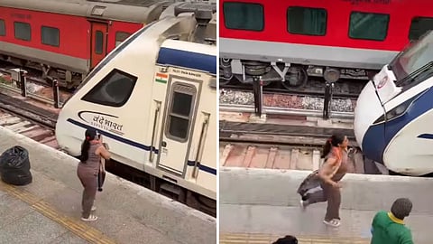A woman ran behind a departing Vande Bharat train, and the train manager reportedly stopped it to let her board.