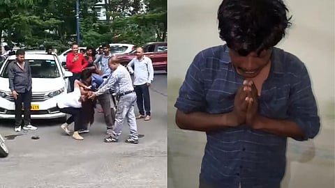 Indore Vijay Nagar Police arrested a man after he allegedly created a public disturbance and attempted to assault a woman with a belt on a city road.